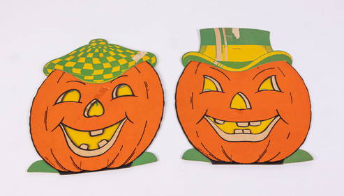 Two Die-Cut Vintage Jack-o-Lantern Halloween Decorations (1 of 8)