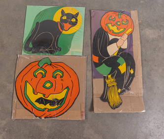 Three Large Vintage Die-Cut Halloween Decorations (1 of 4)