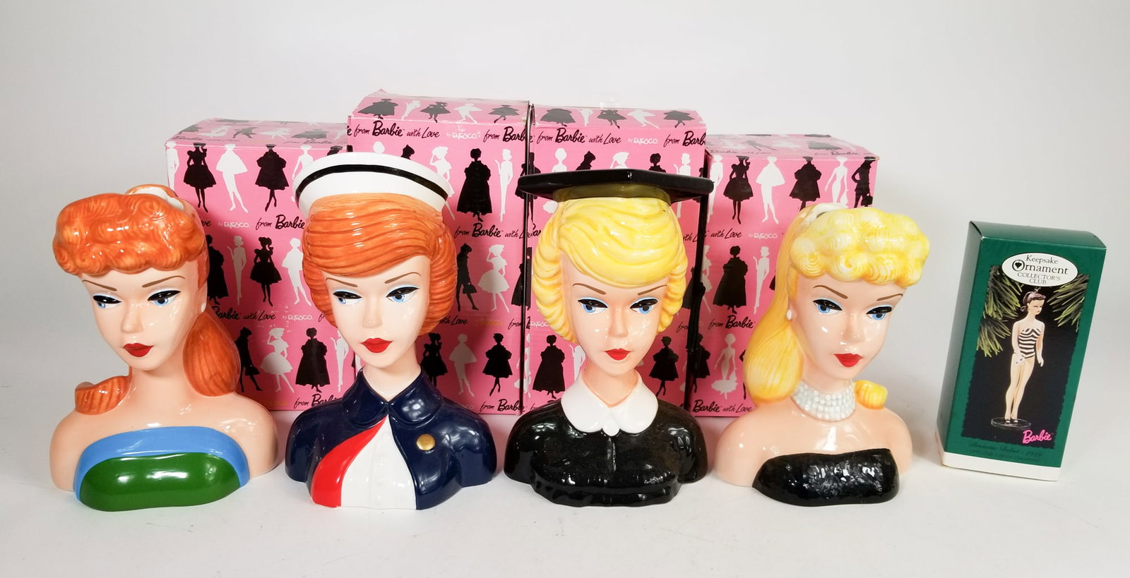 Four Vintage Enesco Mattel Barbie Head Vases (1 of 8)