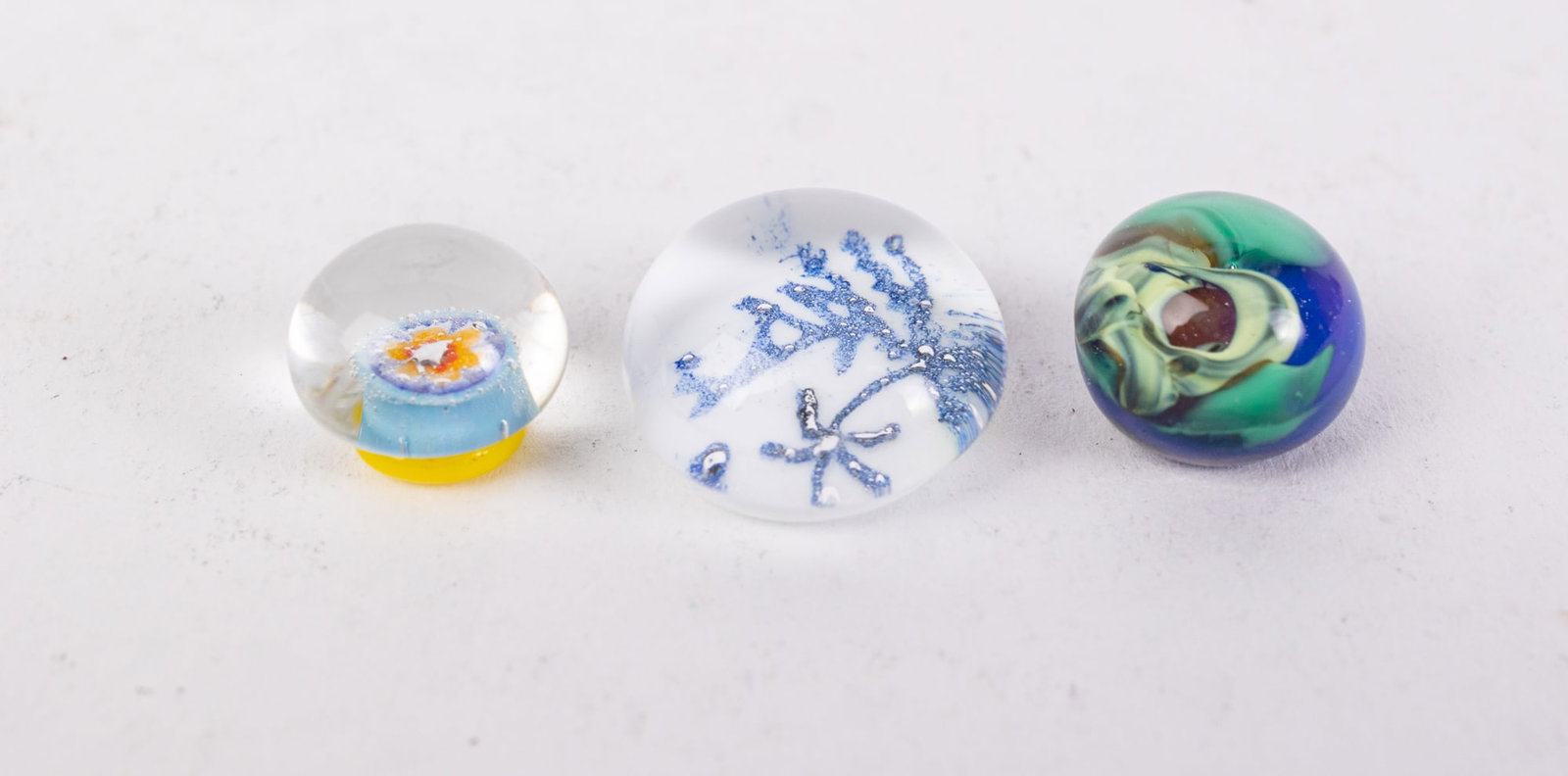 Three Tiny Miniature Sample Paperweight/Marbles (1 of 4)