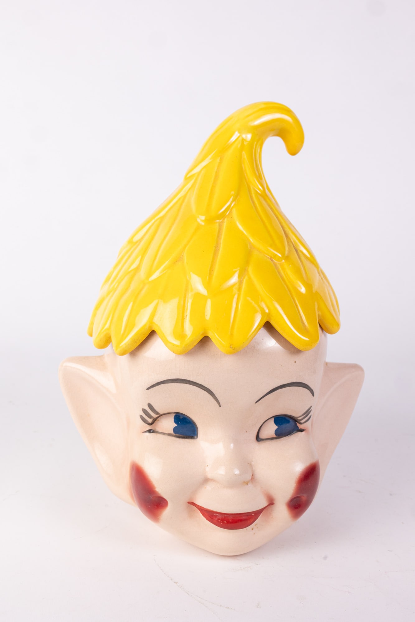 Elf Cookie Jar: Elf Cookie Jar. Damage on head of elf Literature Brooks Auction is not responsible for outbids. Questions? Call the office at (856) 694-2960 or email us directly at info@brooks.auction. • Pleas
