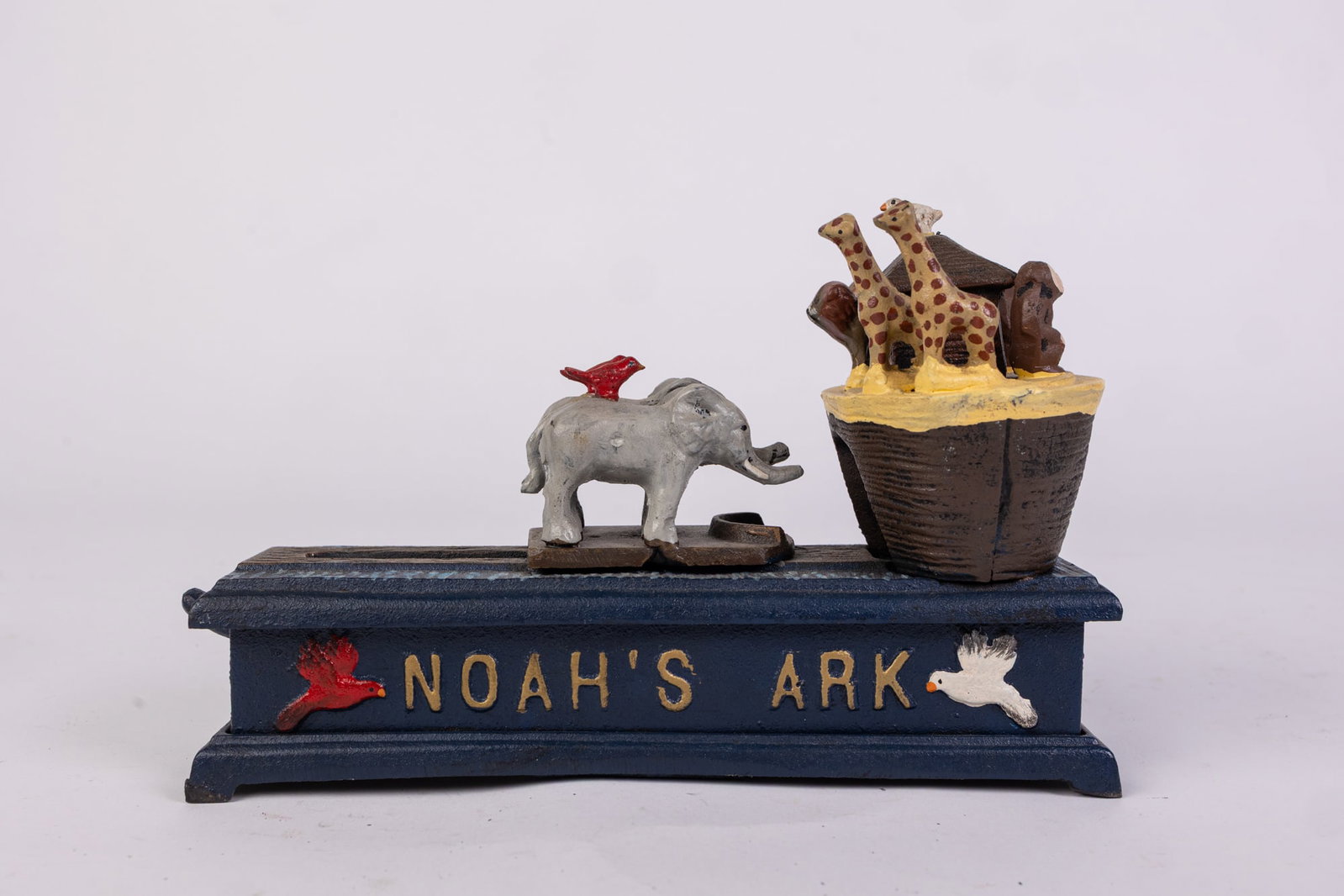Noah's Ark Mechanical Bank: Noah's Ark Mechanical Bank Size 5" Literature Brooks Auction is not responsible for outbids. Questions? Call the office at (856) 694-2960 or email us directly at info@brooks.auction. •