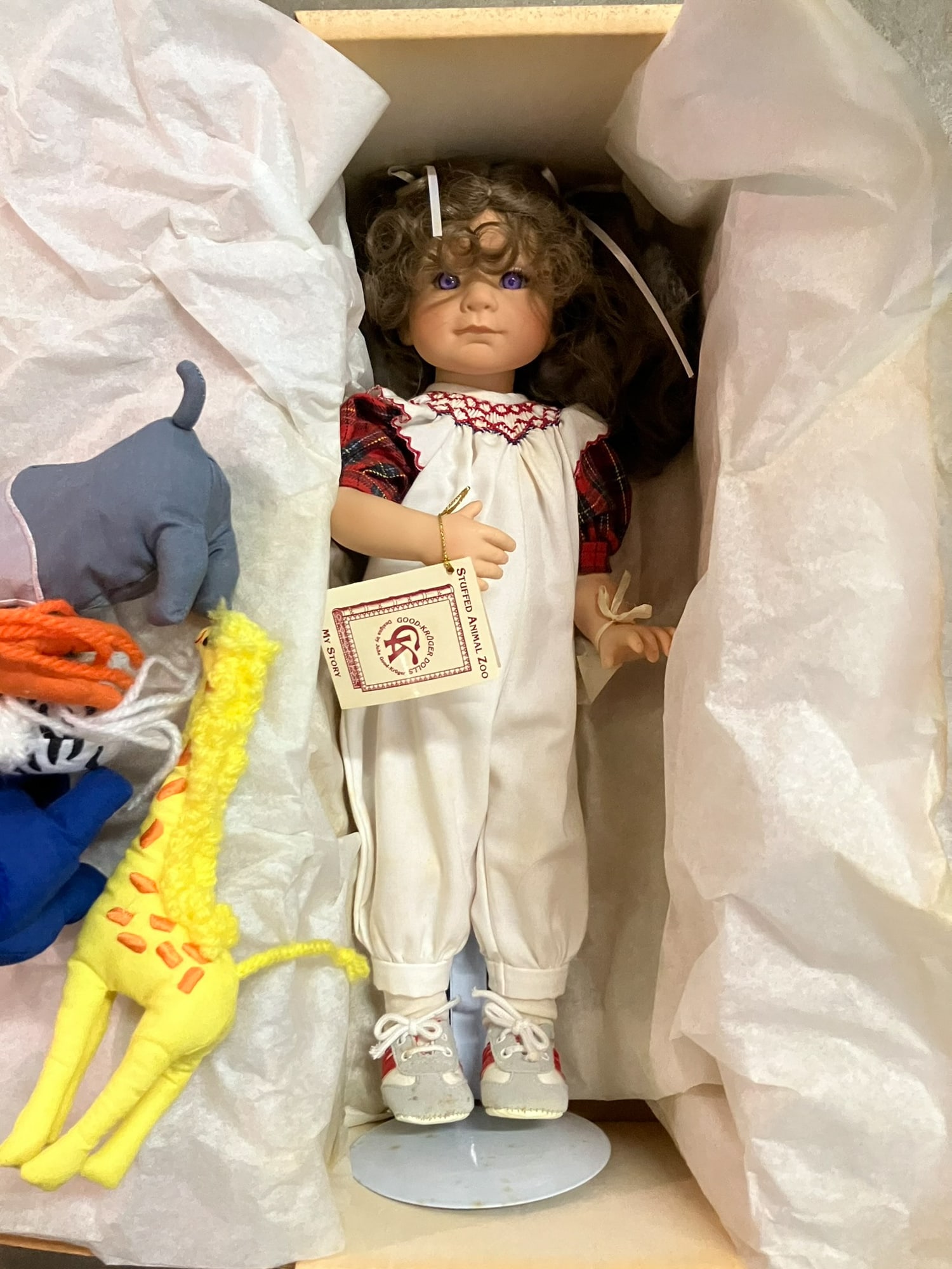 Good-Kruger "Stuffed Animal Zoo" Doll in original box: Good-Kruger "Stuffed Animal Zoo" Doll in original box Literature Brooks Auction is not responsible for outbids. Questions? Call the office at (856) 694-2960 or email us directly at info@brooks.auctio