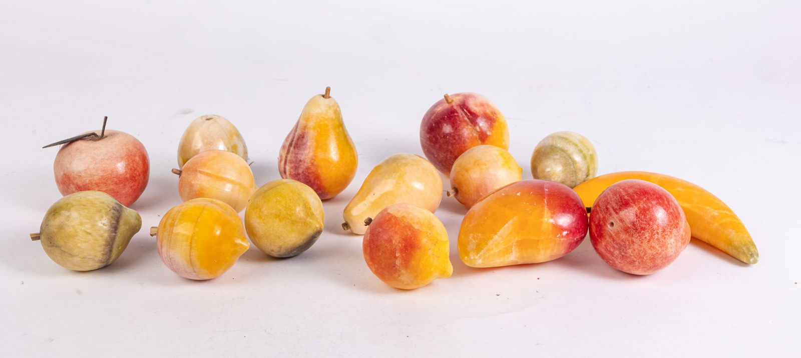 Vintage Italian Carved Alabaster Fruit Sculpture Assortment: Vintage Italian Carved Alabaster Fruit Sculpture Assortment Size 7" x 12" x 12" Literature Brooks Auction is not responsible for outbids. Questions? Call the office at (856) 694-2960 or email us dir