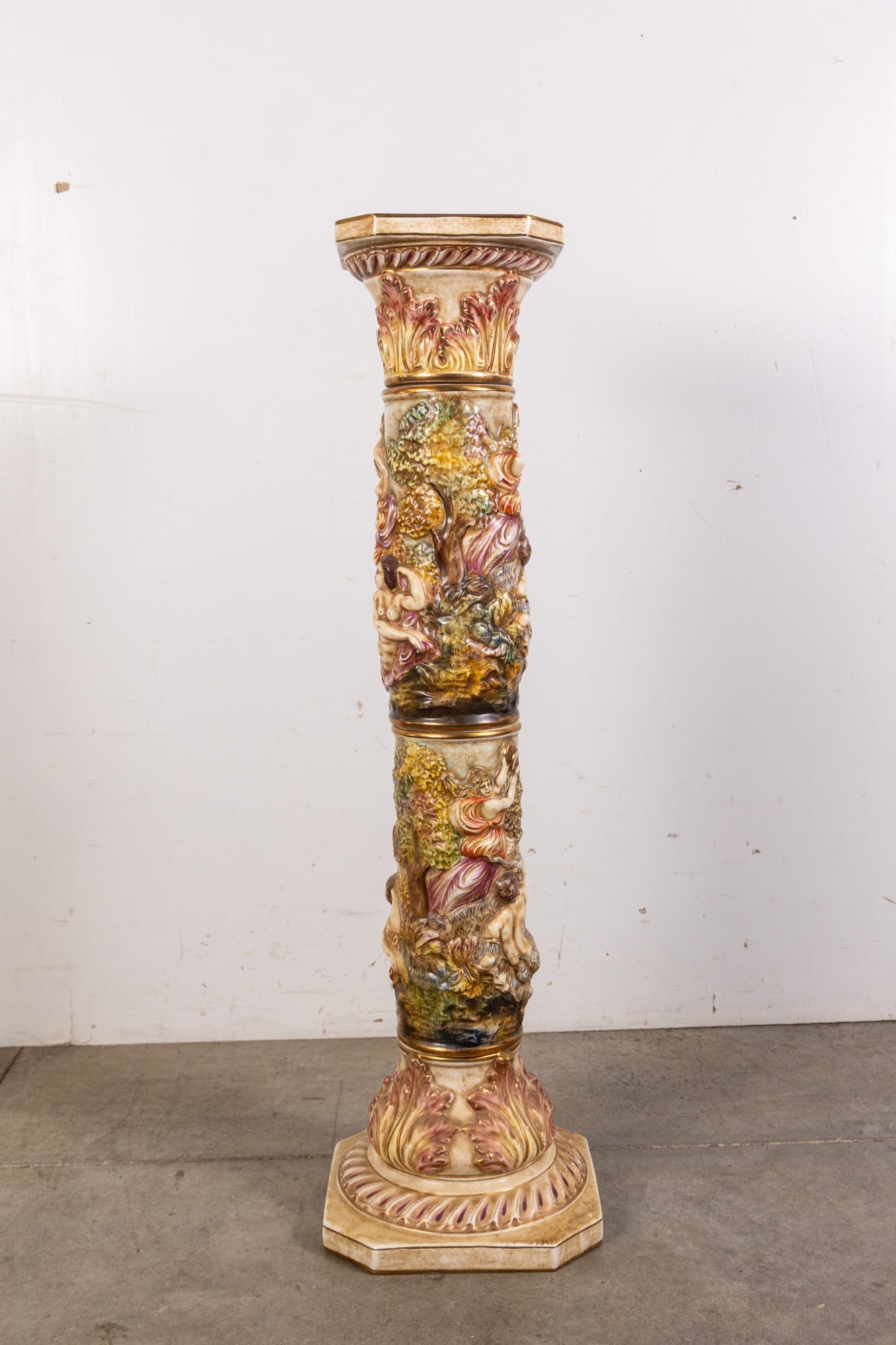 Italian Capodimonte Porcelain Ornate Column: Italian Capodimonte Porcelain Ornate Column Size 41" H Literature Brooks Auction is not responsible for outbids. Questions? Call the office at (856) 694-2960 or email us directly at info@brooks.auct