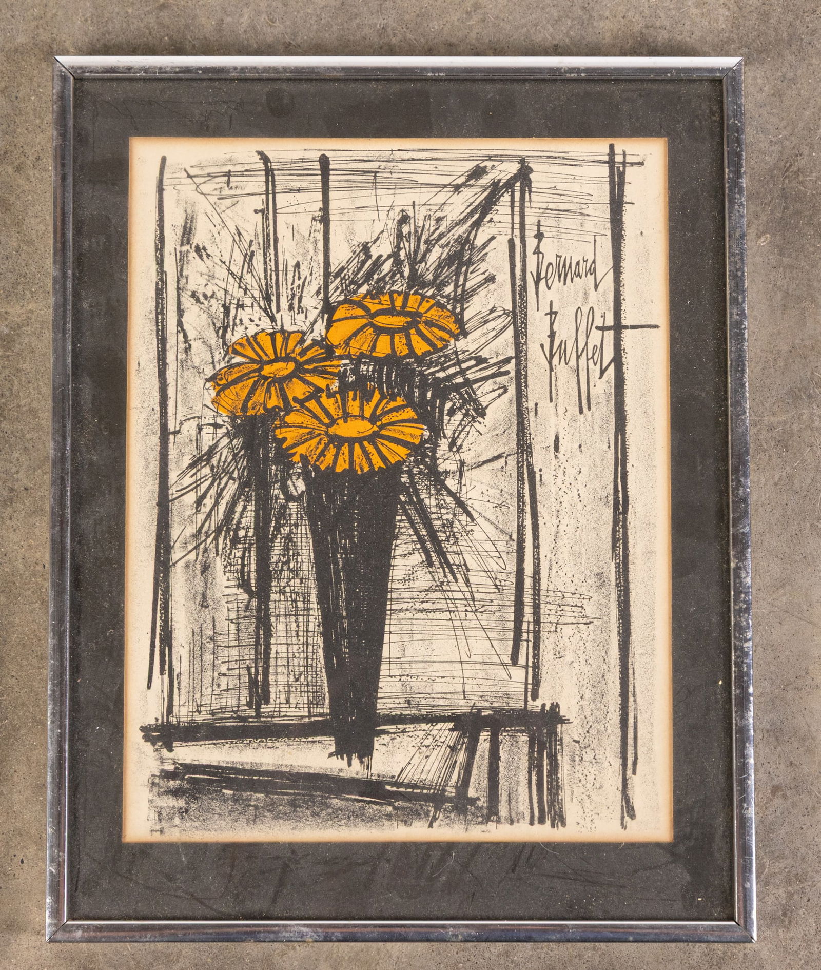 Bernard Buffet (French, 1928 – 1999) "Flowers" Lithograph: Bernard Buffet (French, 1928 – 1999) "Flowers" Lithograph Size 14" x 11" Literature Brooks Auction is not responsible for outbids. Questions? Call the office at (856) 694-2960 or email us dire