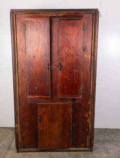 Antique Early Primitive Corner Cabinet: Antique Early Primitive Corner CabinetSize75" x 43"Literature Brooks Auction is not responsible for outbids. Questions? Call the office at (856) 694-2960 or email us directly at info@brooks.auction.
