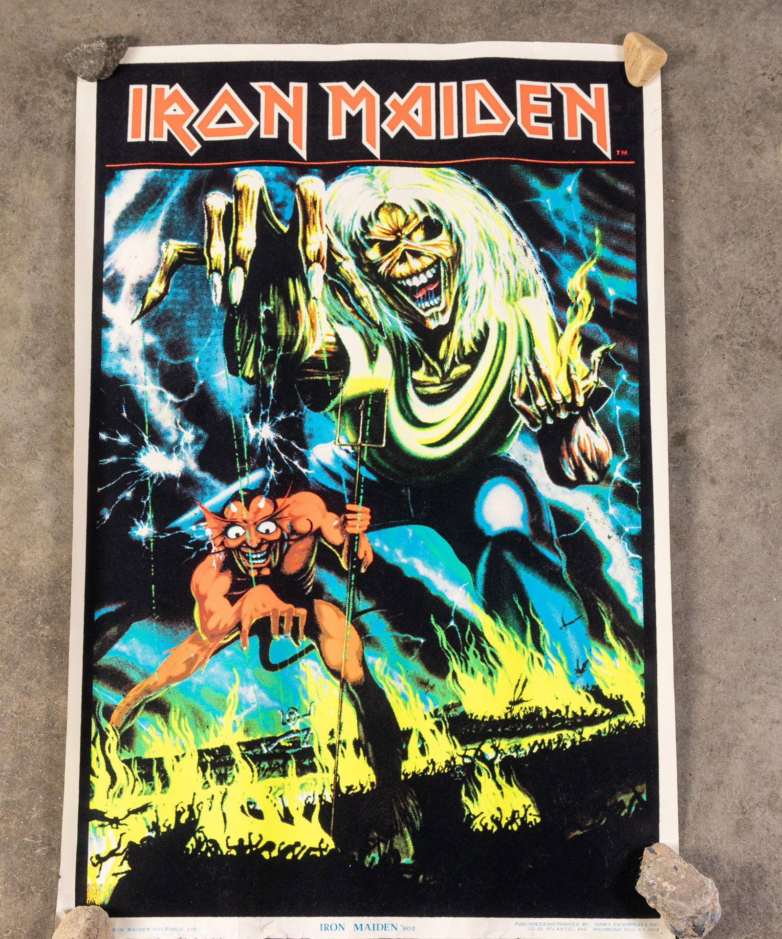 1983 Iron Maiden "Number of the Beast" Funky Enterprises Flocked Black Light Poster (1 of 6)