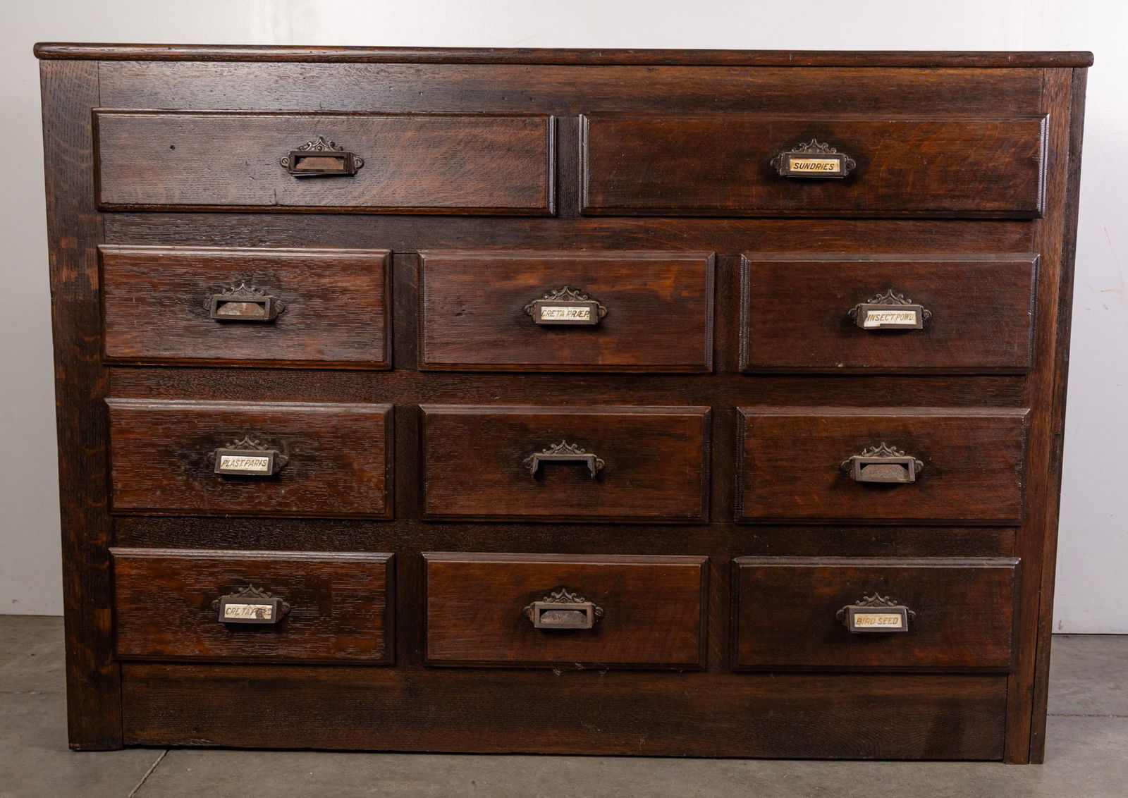 Antique Early Apothecary Cabinet w/ Ceramic Name Inlaid Handles (1 of 9)