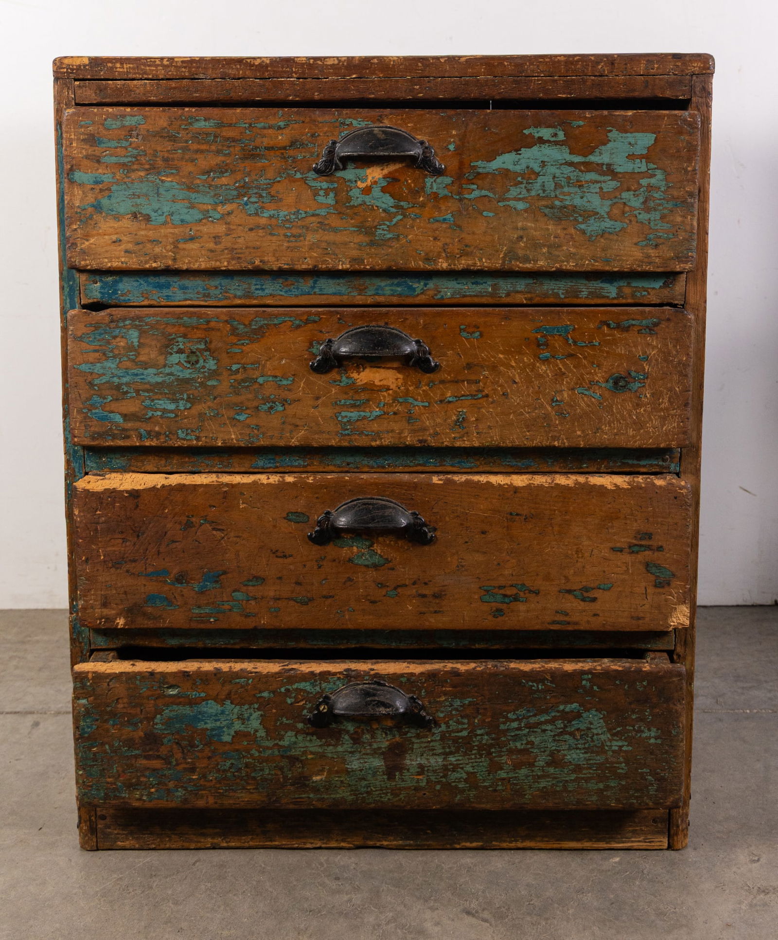 Antique Early Primitive 4-Drawer Chest w/ Rustic Distressed Paint (1 of 8)