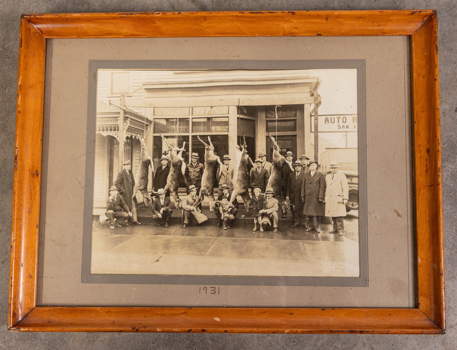 c. 1931 Local Photograph of Men with the Spoils of their Hunt: c. 1931 Local Photograph of Men with the Spoils of their Hunt Size 12" x 15" Literature Brooks Auction is not responsible for outbids. Questions? Call the office at (856) 694-2960 or email us direct