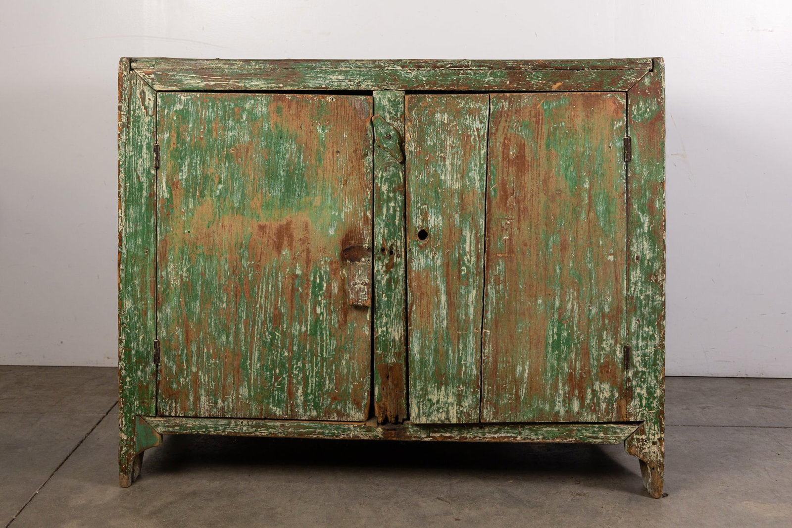 Antique Early Primitive 2-Door Cabinet w/ Rustic Distressed Paint (1 of 7)