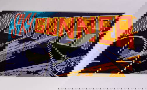 Sky Gunner Vintage Plexiglass Arcade Game Display: Sky Gunner Vintage Plexiglass Arcade Game Display Size 15" x 30" Literature  Brooks Auction is not responsible for outbids. Questions? Call the office at (856) 694-2960 or email us directly at info@b