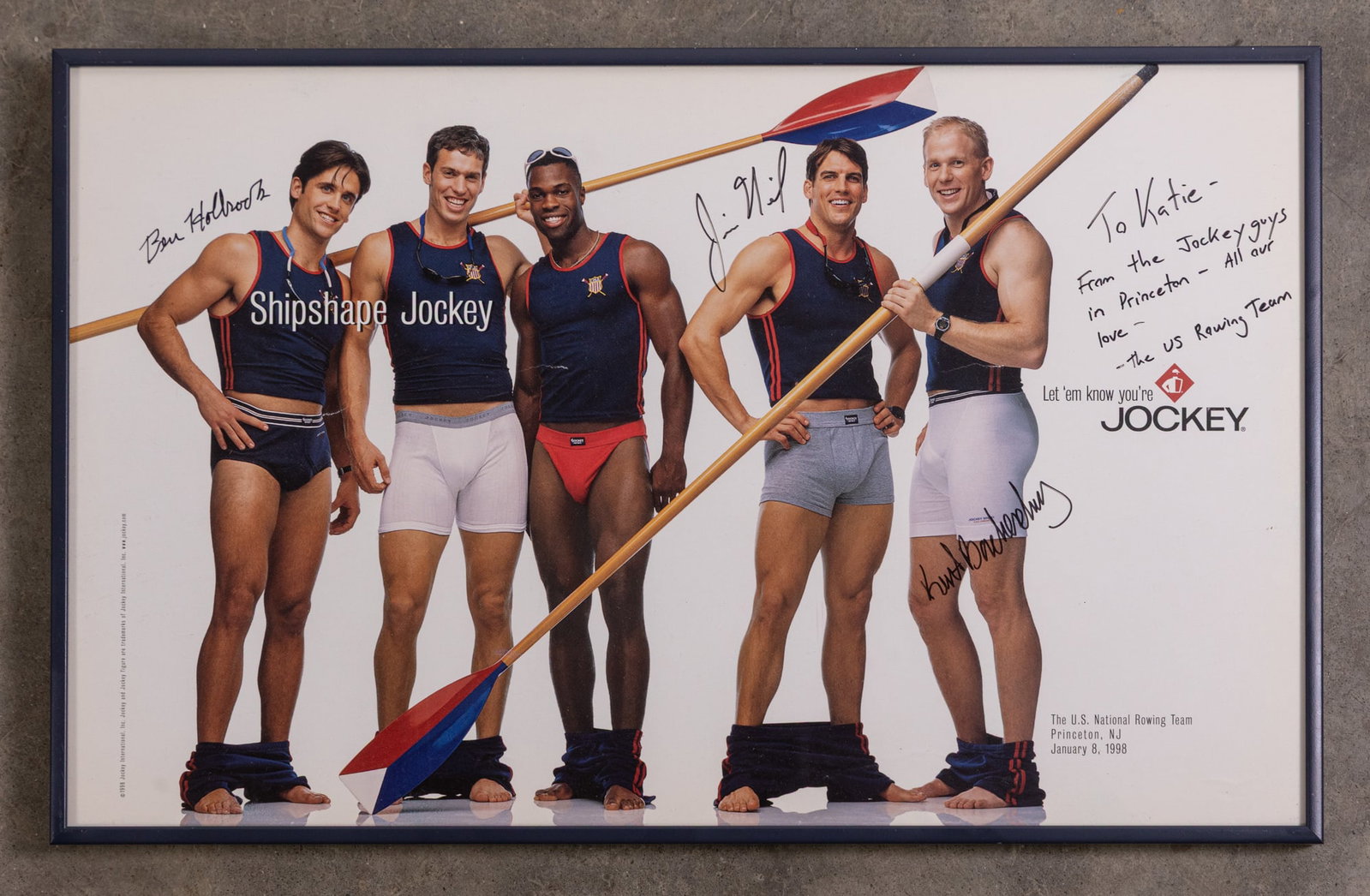 U.S. National Rowing Team 1998 Signed Jockey Advertisement: U.S. National Rowing Team 1998 Signed Jockey Advertisement Literature Brooks Auction is not responsible for outbids. Questions? Call the office at (856) 694-2960 or email us directly at info@brooks.au