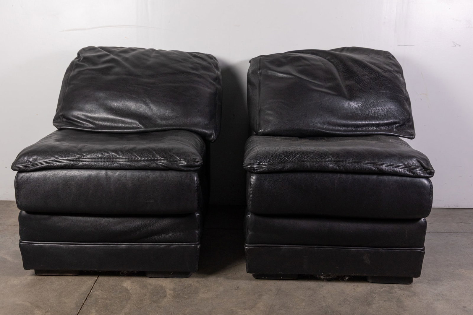 Pair of Black Leather Post Modern Lounge Chairs (1 of 6)