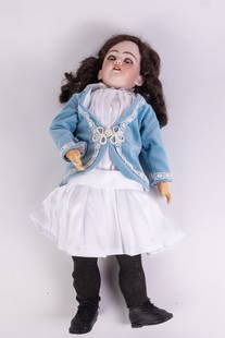 Antique German Bisque Doll: Antique German Bisque Doll, marked S 13H 1000 DEP St. on back of neck Size 24" H Literature  Brooks Auction is not responsible for outbids. Questions? Call the office at (856) 694-2960 or email us di