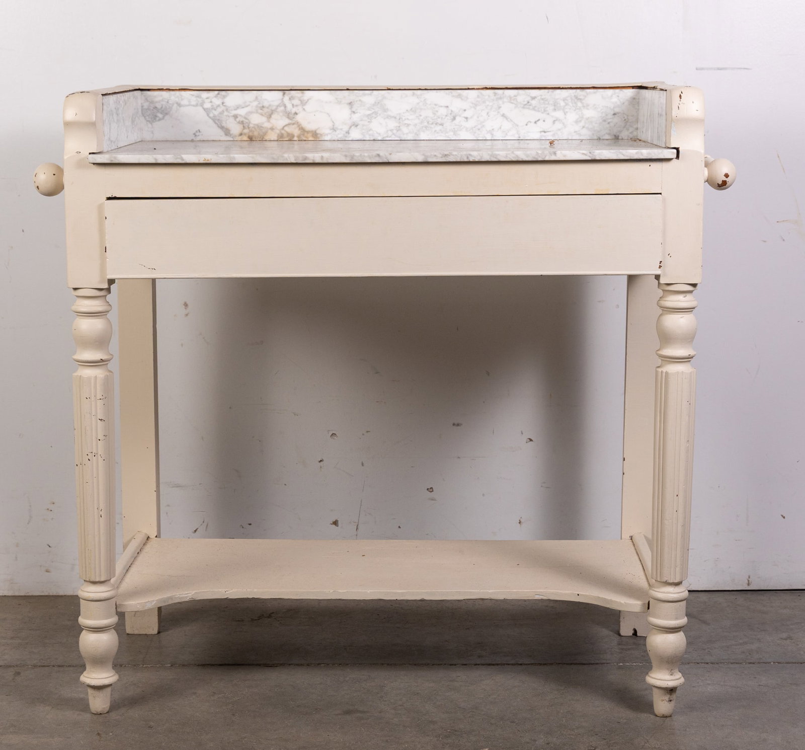 Antique White Painted Marble Top Wash Stand (1 of 6)