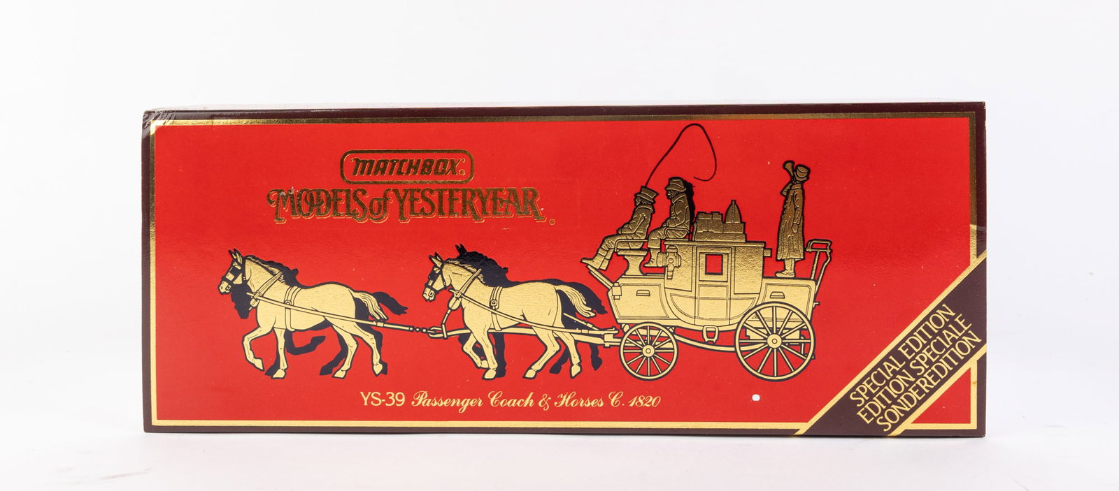 Matchbox Models of Yesteryear YS-39 Passenger Coach & Horses C. 1820: Matchbox Models of Yesteryear YS-39 Passenger Coach & Horses C. 1820 Size 5" x 12" x 5" Literature Brooks Auction is not responsible for outbids. Questions? Call the office at (856) 694-2960 or emai