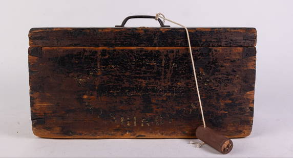Antique Civil War Cartridge Box: Antique Civil War Cartridge Box, lid reads pistol ball cartridges, front reads Naval Laboratory Washington Size 7" x 14" x 7" Literature  Brooks Auction is not responsible for outbids. Questions? Cal