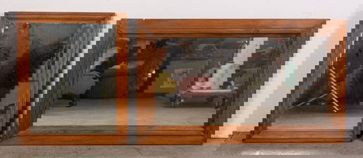 Two Antique Wood Framed Wall Mounted Mirrors: Two Antique Wood Framed Wall Mounted Mirrors Size 23" x 38" Literature  Brooks Auction is not responsible for outbids. Questions? Call the office at (856) 694-2960 or email us directly at info@brooks