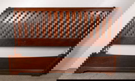 Bassett King Sized Headboard and Footboard: Bassett King Sized Headboard and Footboard Size 53" x 82" x 5" Literature  Brooks Auction is not responsible for outbids. Questions? Call the office at (856) 694-2960 or email us directly at info@bro
