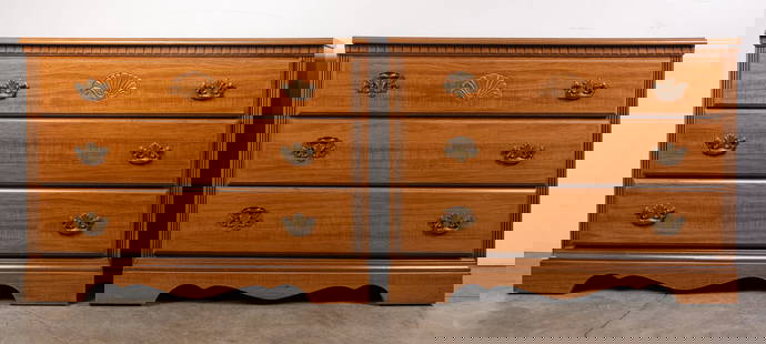 Pair of Vintage Three Drawer Nightstands: Pair of Vintage Three Drawer Nightstands Size 31" x 40" x 17" Literature  Brooks Auction is not responsible for outbids. Questions? Call the office at (856) 694-2960 or email us directly at info@broo