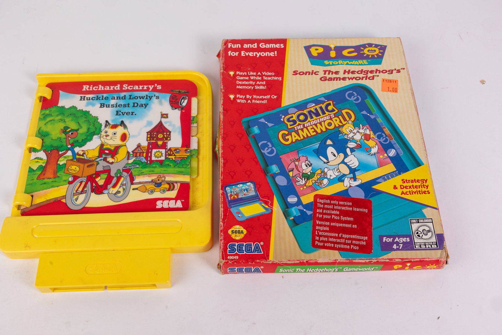 Vintage SEGA Pico Lot ft. Sonic The Hedgehog's Gameworld Box: Vintage SEGA Pico Lot ft. Sonic The Hedgehog's Gameworld Box Size 10" x 8" x 1" Literature Brooks Auction is not responsible for outbids. Questions? Call the office at (856) 694-2960 or email us dir
