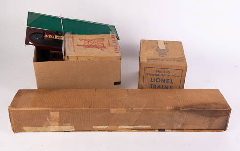 Lot of Vintage Lionel Accessories: Lot of Vintage Lionel Accessories, lot includes Lionel 364 lumber loader, in original box, untested Size 4" x 28" x 5" Literature  Brooks Auction is not responsible for outbids. Questions? Call the o