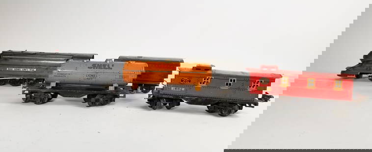 Four Vintage Lionel Model Railroad Trains: Four Vintage Lionel Model Railroad Trains: Lionel 1668 Locomotive with tender - Lionel 1682 - Lionel 1680 Size 3" x 9" x 2" Literature  Brooks Auction is not responsible for outbids. Questions? Call