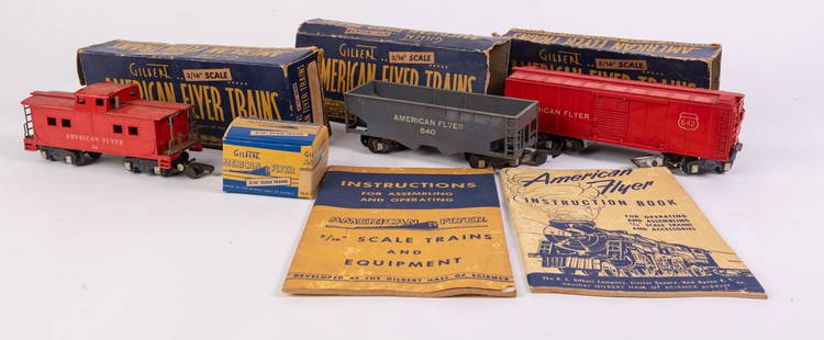 Gilbert American Flyer Train Car IOB Assortment: Gilbert American Flyer Train Car IOB Assortment Size 12" x 4" x 3" Literature  Brooks Auction is not responsible for outbids. Questions? Call the office at (856) 694-2960 or email us directly at info