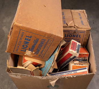 Large Assortment of Empty Train Boxes ft. Lionel: Large Assortment of Empty Train Boxes ft. Lionel Size 18" x 17" x 23" Literature  Brooks Auction is not responsible for outbids. Questions? Call the office at (856) 694-2960 or email us directly at i