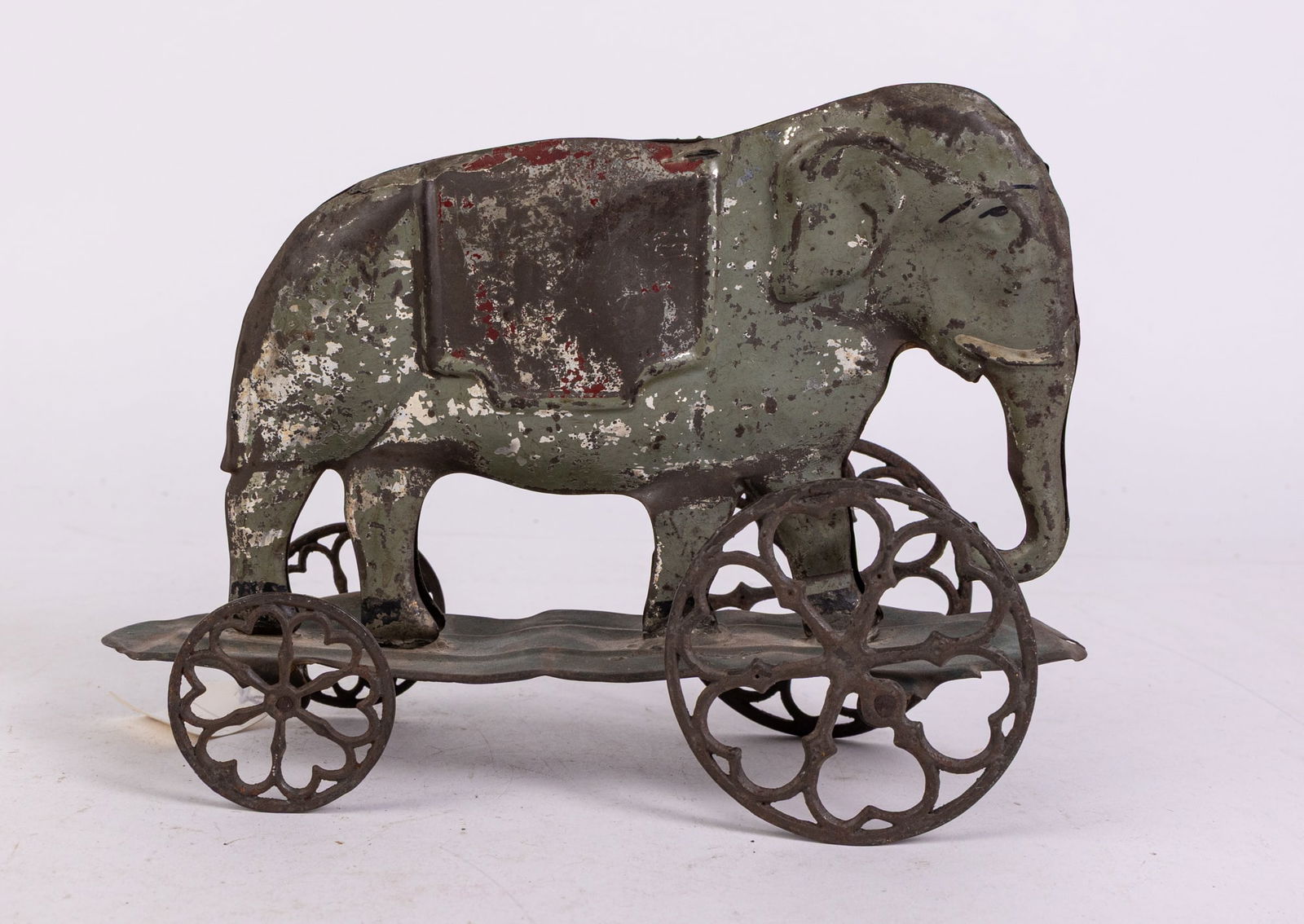 Early American Tin Elephant on Wheels Pull Toy (1 of 3)