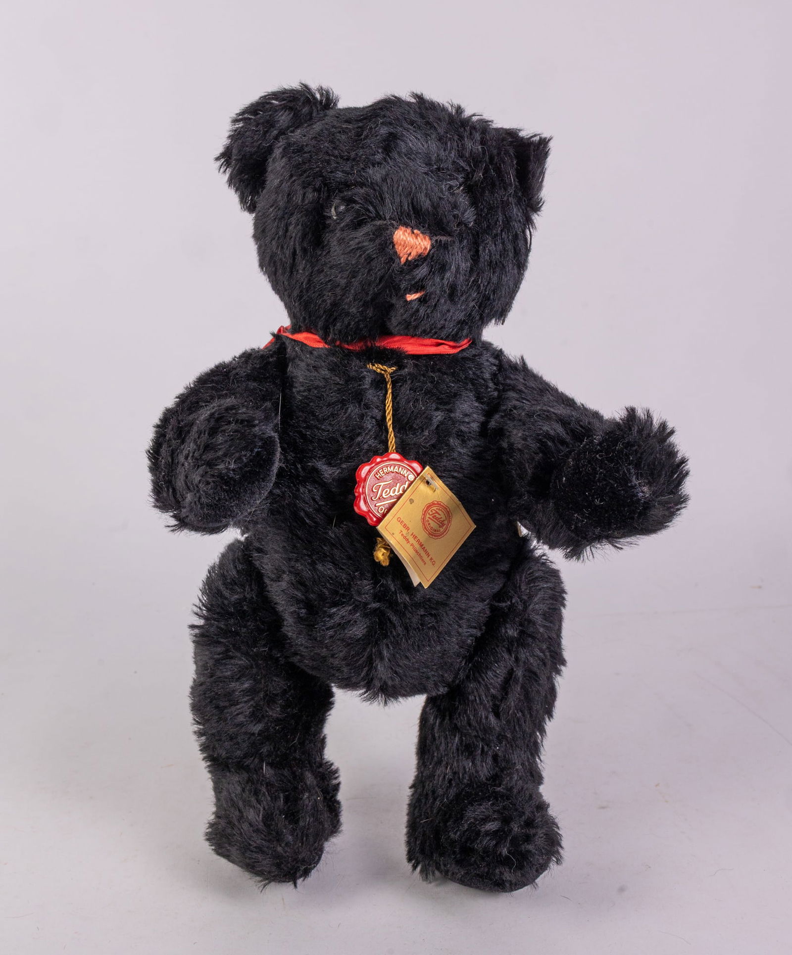 RARE Vintage Hermann Black Teddy Bear "Fuddo" Jointed West Germany w/ Tags (1 of 7)