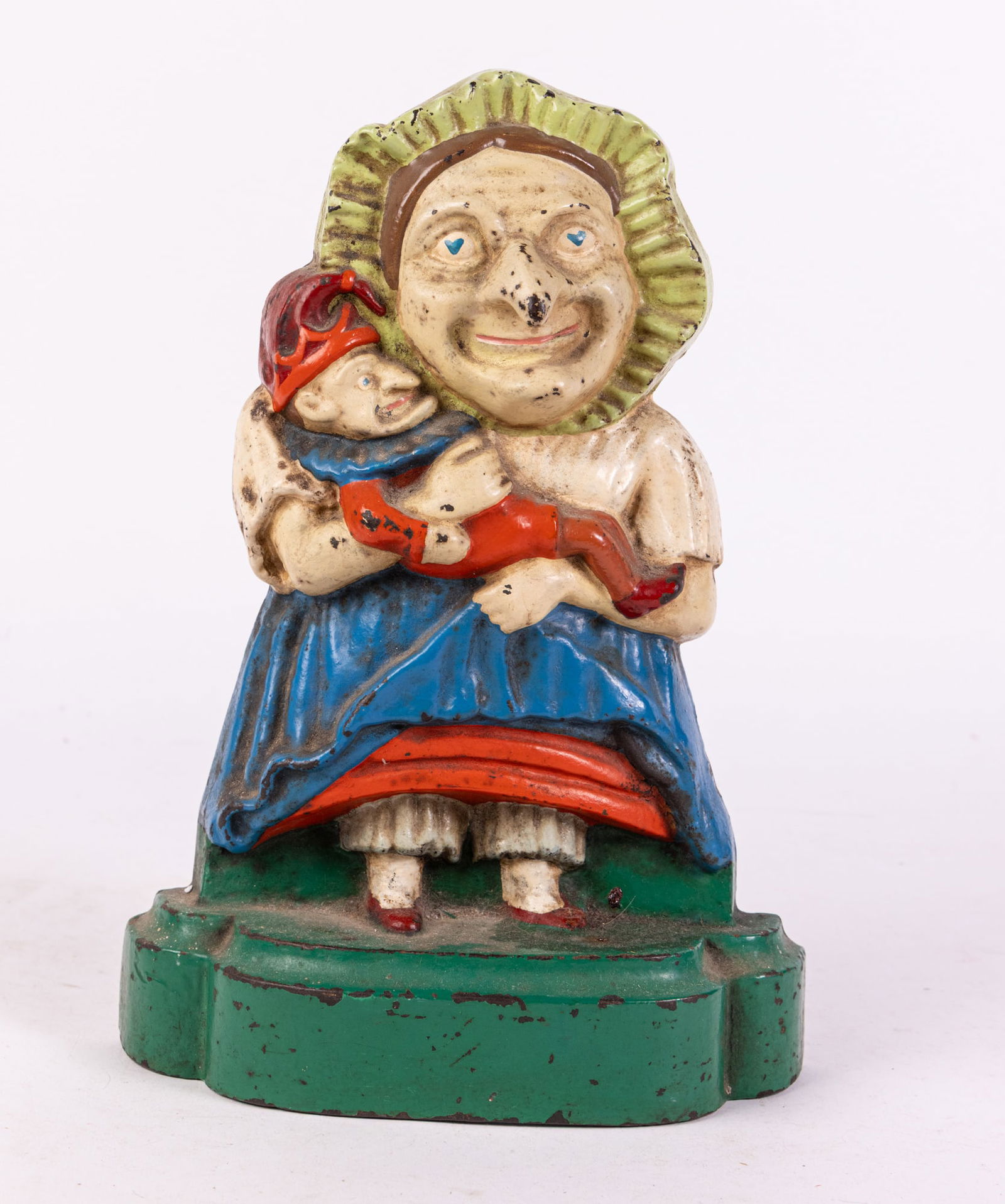 Cast Iron Judy Door Stop: Cast Iron Judy Door Stop Size 12" x 8" x 3" Literature Brooks Auction is not responsible for outbids. Questions? Call the office at (856) 694-2960 or email us directly at info@brooks.auction.