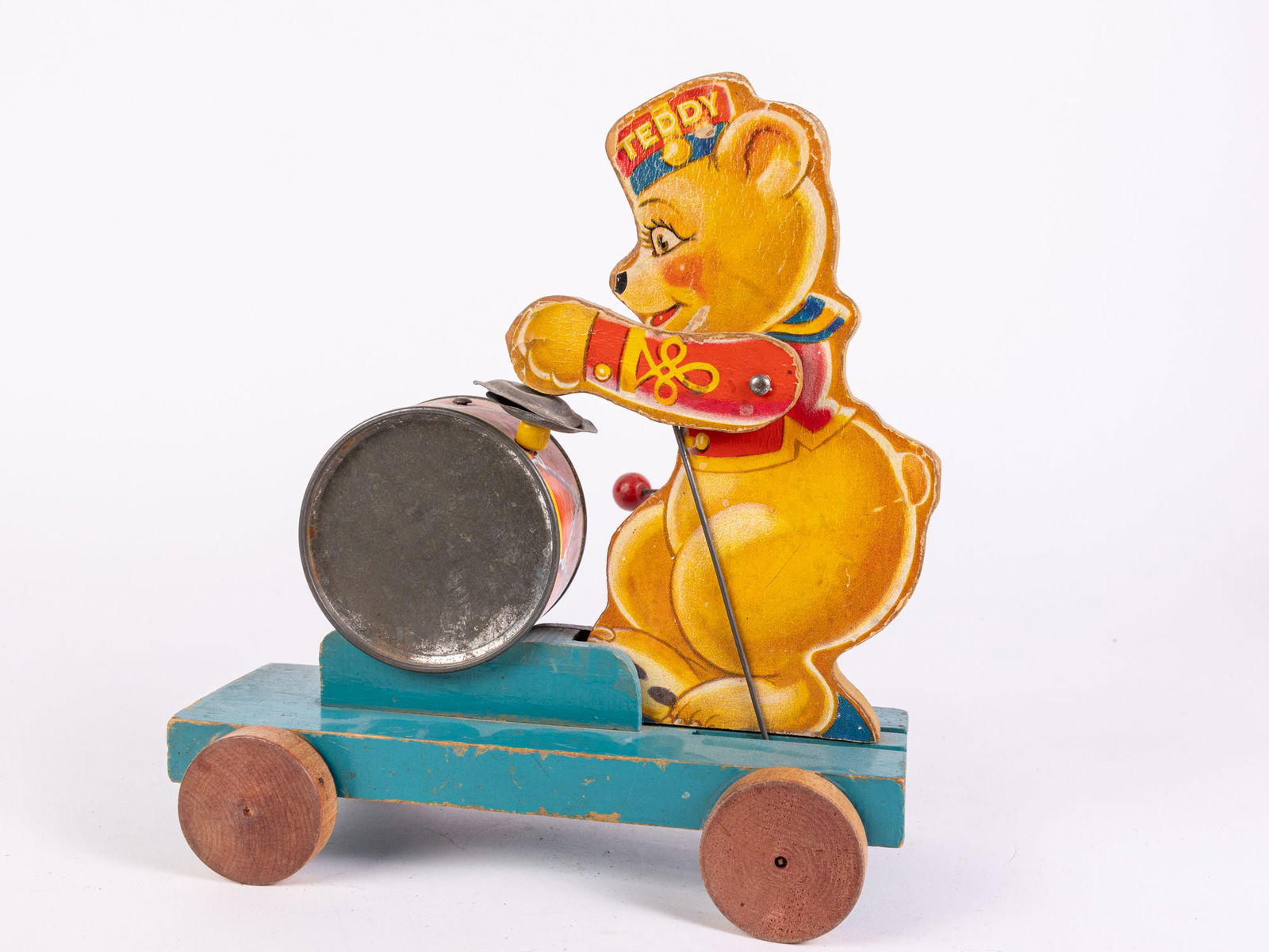 Scarce Early Fisher Price "Teddy the Drummer" No. 775 Paper on Wood (1 of 5)