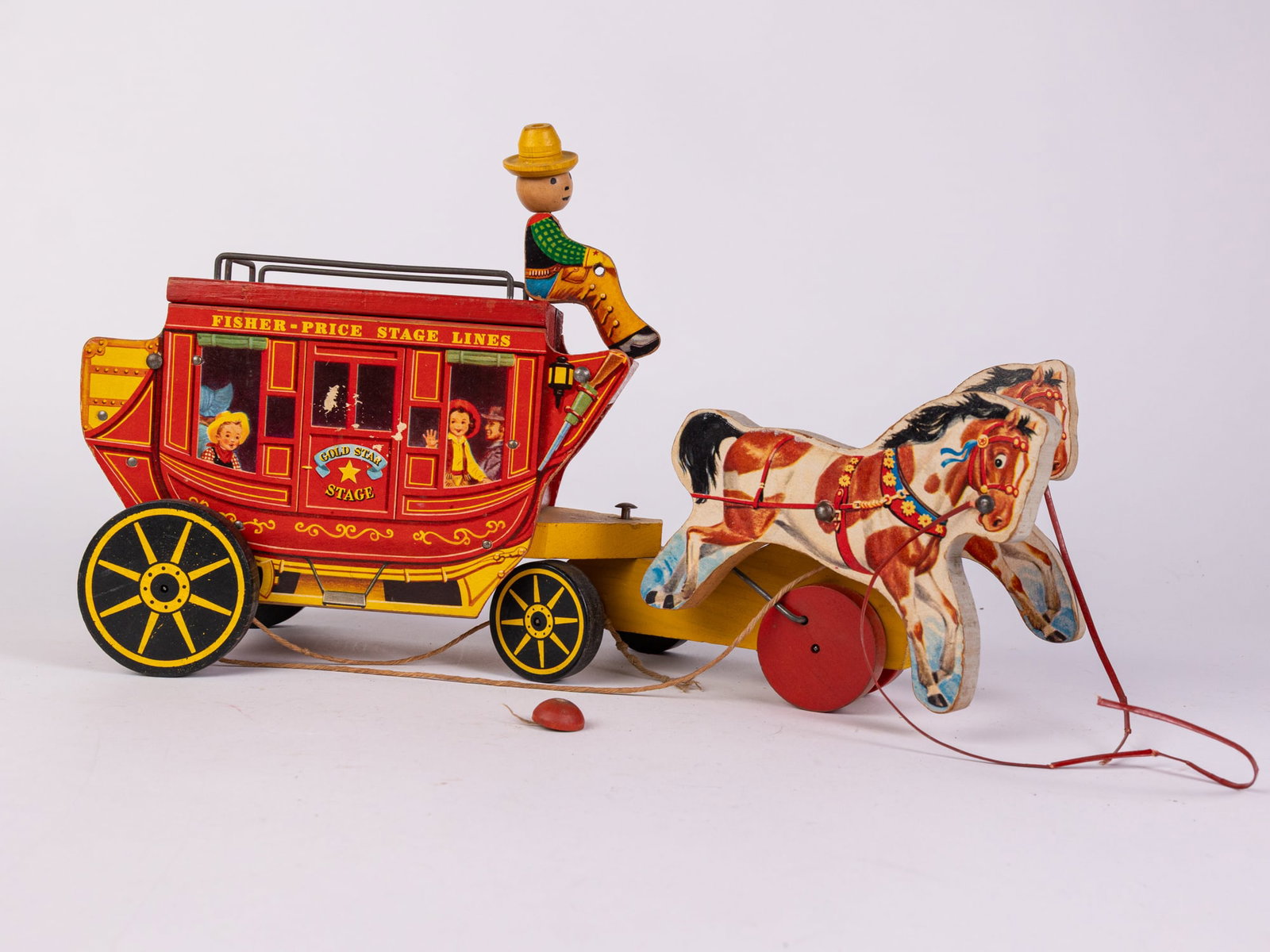 Fisher Price No.175 Gold Star Stagecoach: Fisher Price No.175 Gold Star Stagecoach Size 9" x 15" x 5" Literature Brooks Auction is not responsible for outbids. Questions? Call the office at (856) 694-2960 or email us directly at info@brooks