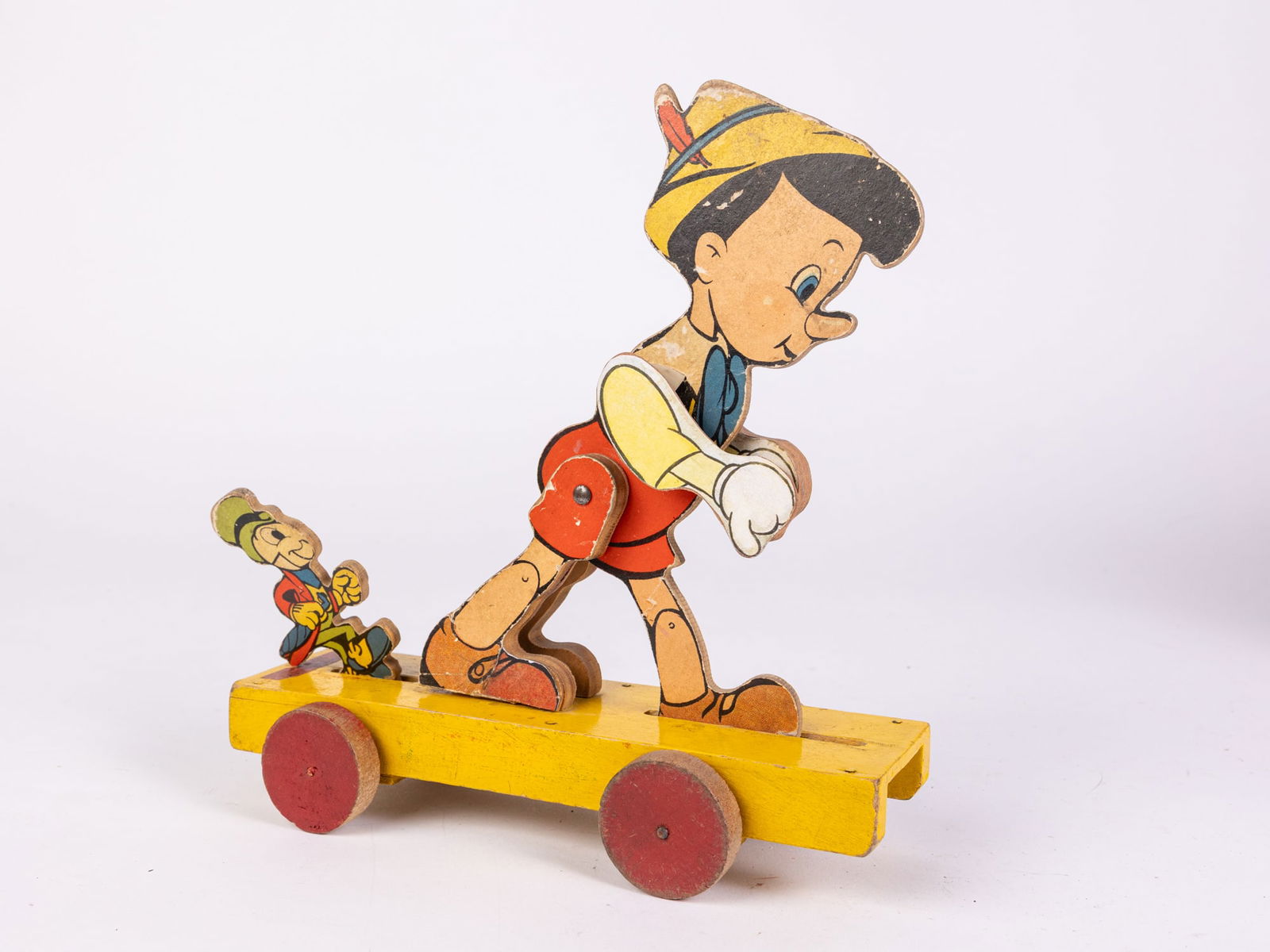 Early Scarce Pinocchio & Jiminy Cricket Pull Toy "Chad Valley - Made in England" (1 of 5)