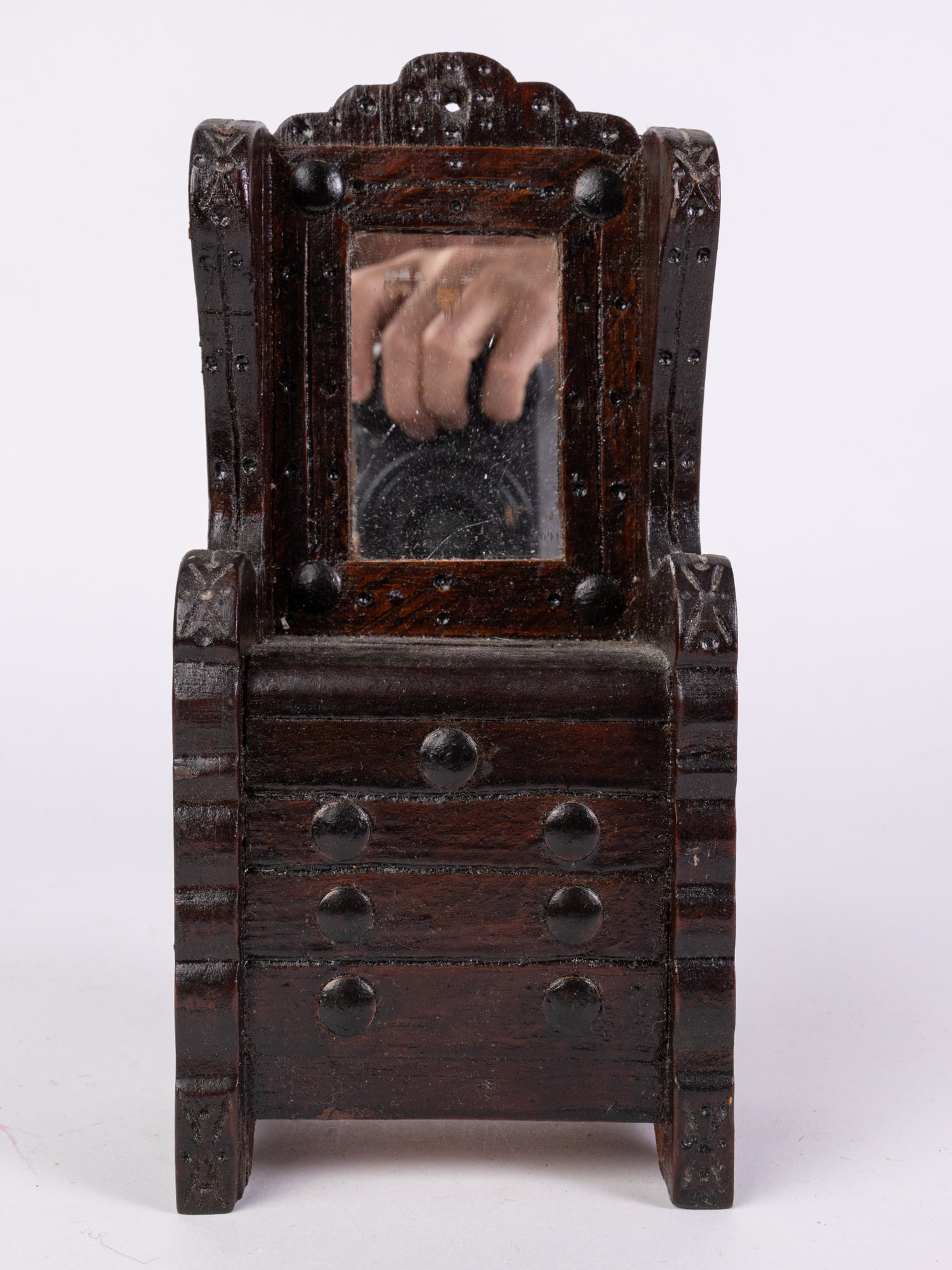 Wooden Folk Art Antique Miniature Victorian Bureau Still Bank: Wooden Folk Art Antique Miniature Victorian Bureau Still Bank Size 9" x 4" x 3" Literature Brooks Auction is not responsible for outbids. Questions? Call the office at (856) 694-2960 or email us dir