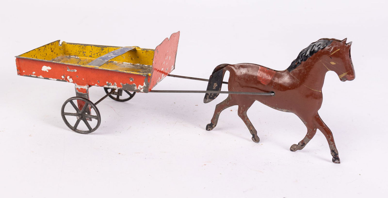 19th c. Antique Early Tin Toy Horse & Wagon (1 of 6)