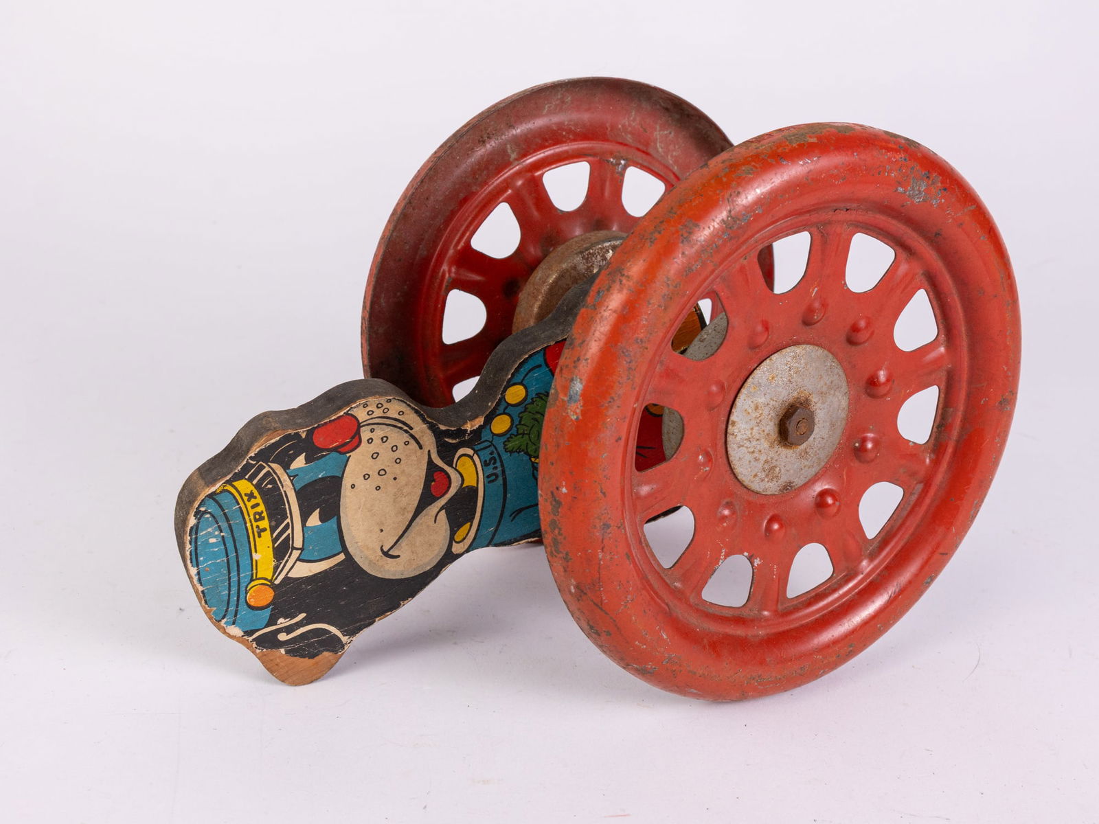 Early Trix Bell Pull Toy by The Gong Bell Mfg Co: Early Trix Bell Pull Toy by The Gong Bell Mfg Co Size 8" x 9" x 4" Literature Brooks Auction is not responsible for outbids. Questions? Call the office at (856) 694-2960 or email us directly at info