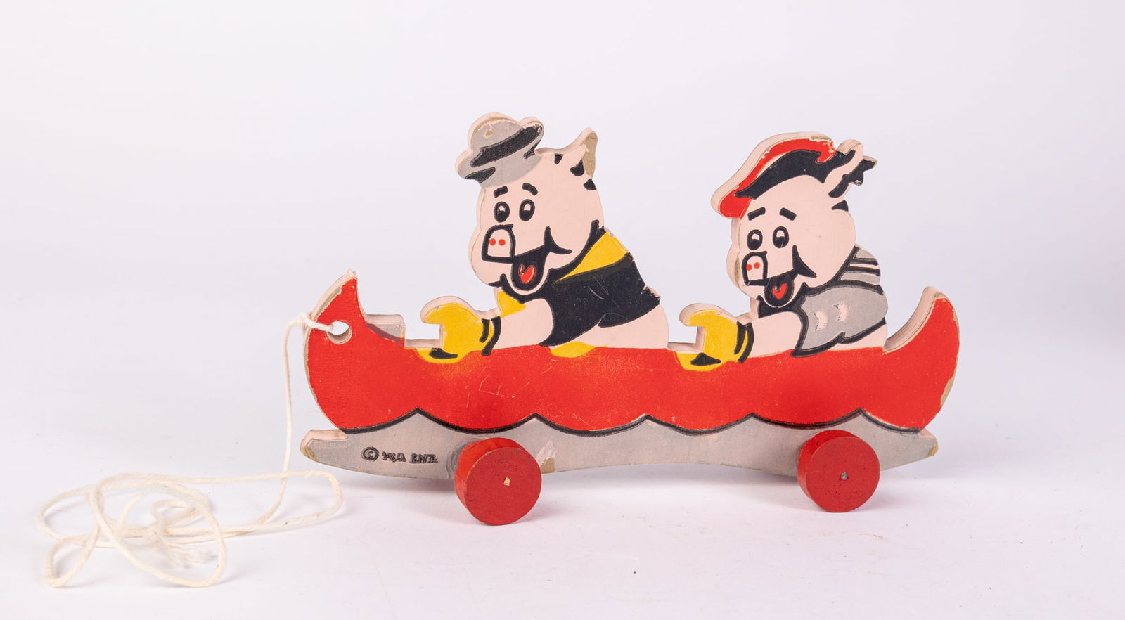 c.1930s Disney Three Little Pigs Row Boat Pull Toy (1 of 5)