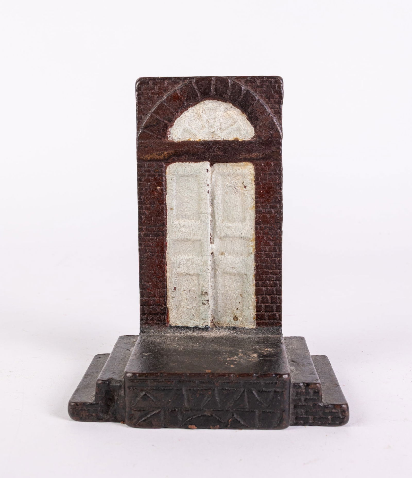 Cast Iron Front Door Doorstop: Cast Iron Front Door Doorstop Size 7" x 5" x 3" Literature Brooks Auction is not responsible for outbids. Questions? Call the office at (856) 694-2960 or email us directly at info@brooks.auction.