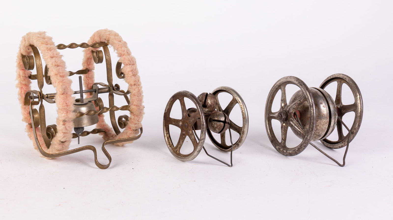 Antique Early Gong Bell Floor Chimes ft. Chenille Wrapped Bell Toy (1 of 5)