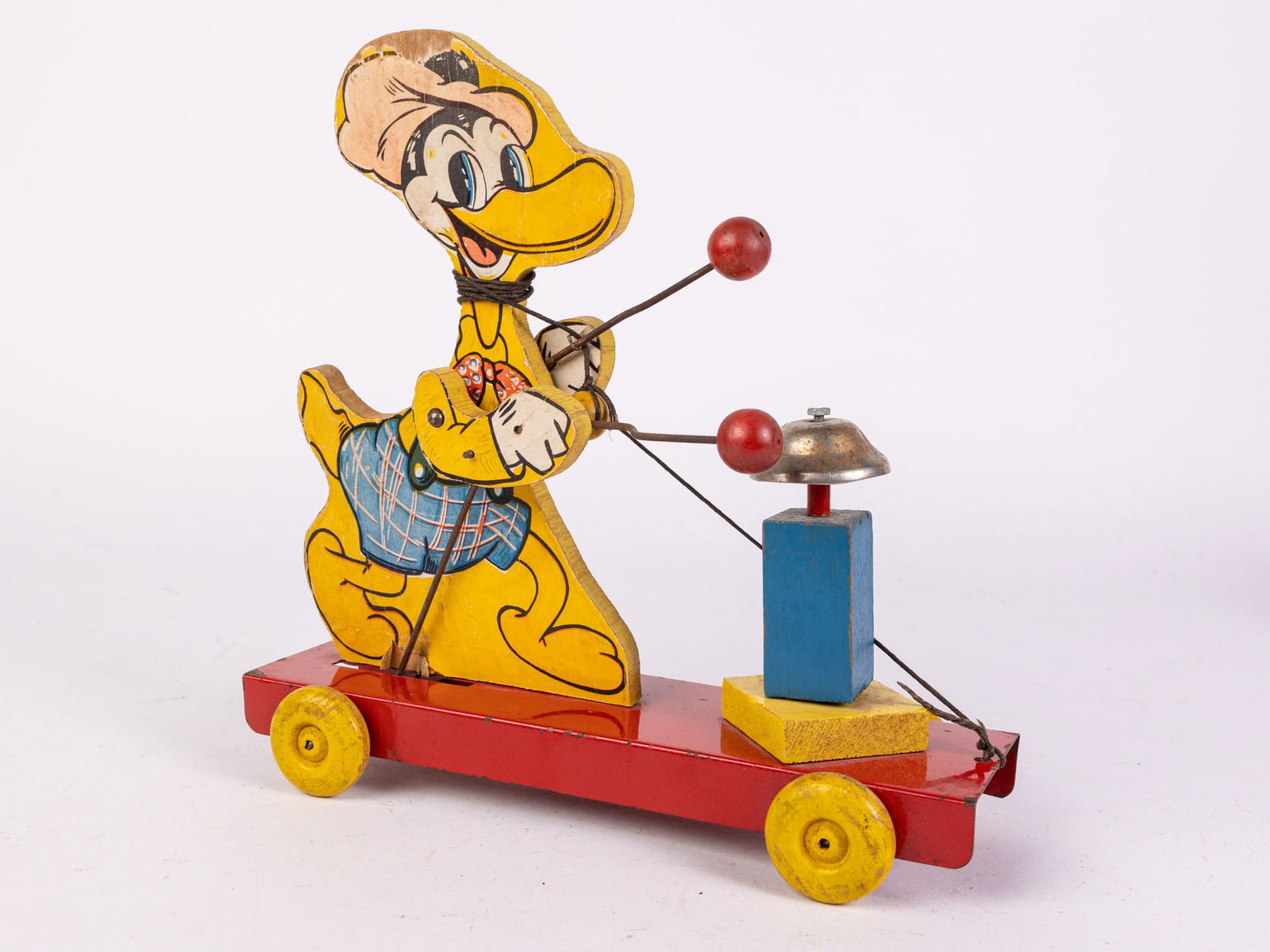Vintage Intra Toy Co. Donald Duck Clone Bell Chime Pull Toy: Vintage Intra Toy Co. Donald Duck Clone Bell Chime Pull Toy Literature Brooks Auction is not responsible for outbids. Questions? Call the office at (856) 694-2960 or email us directly at info@brooks.