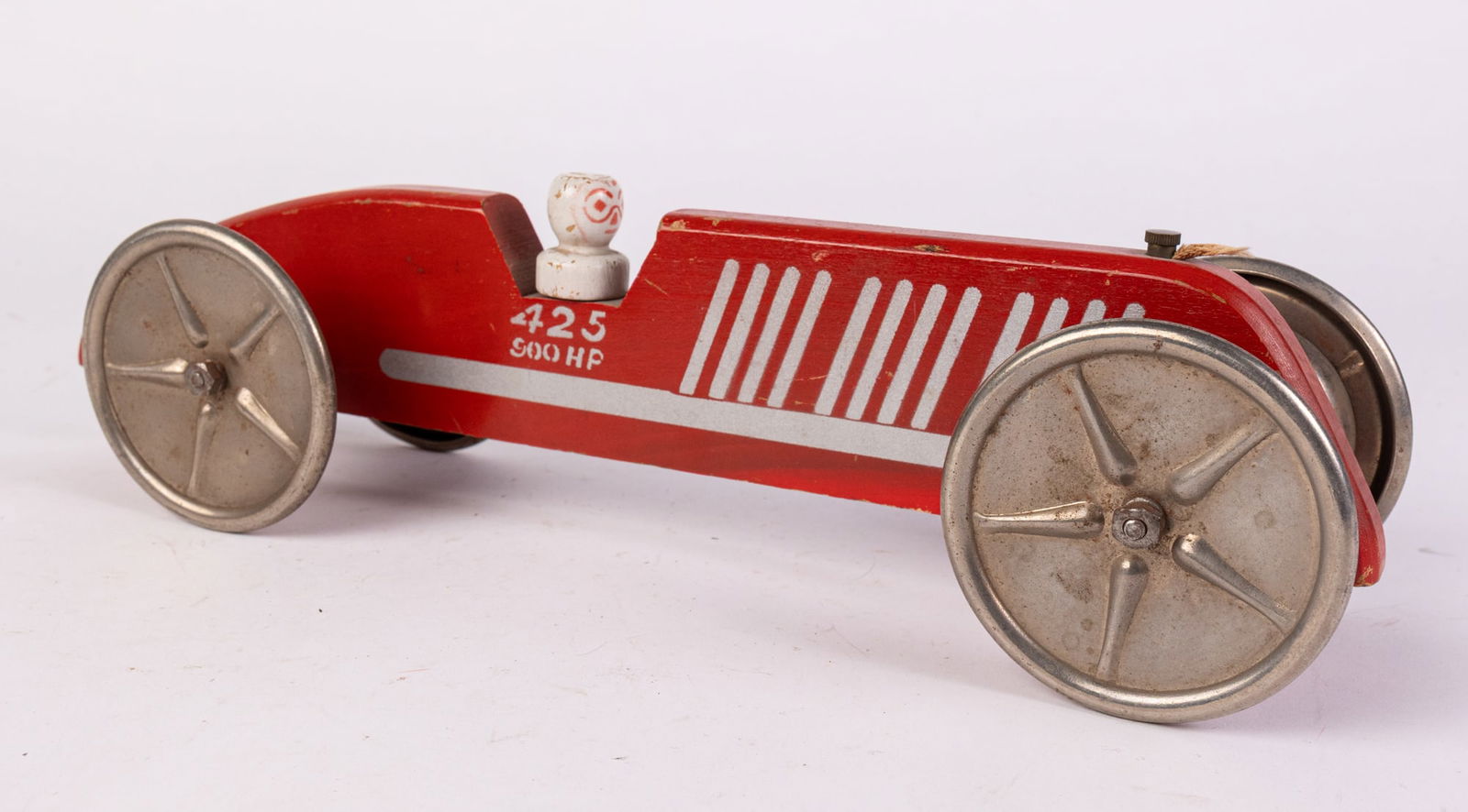Vintage Gong Bell Red "425 900 HP" Wood Race Car Pull Toy (1 of 4)