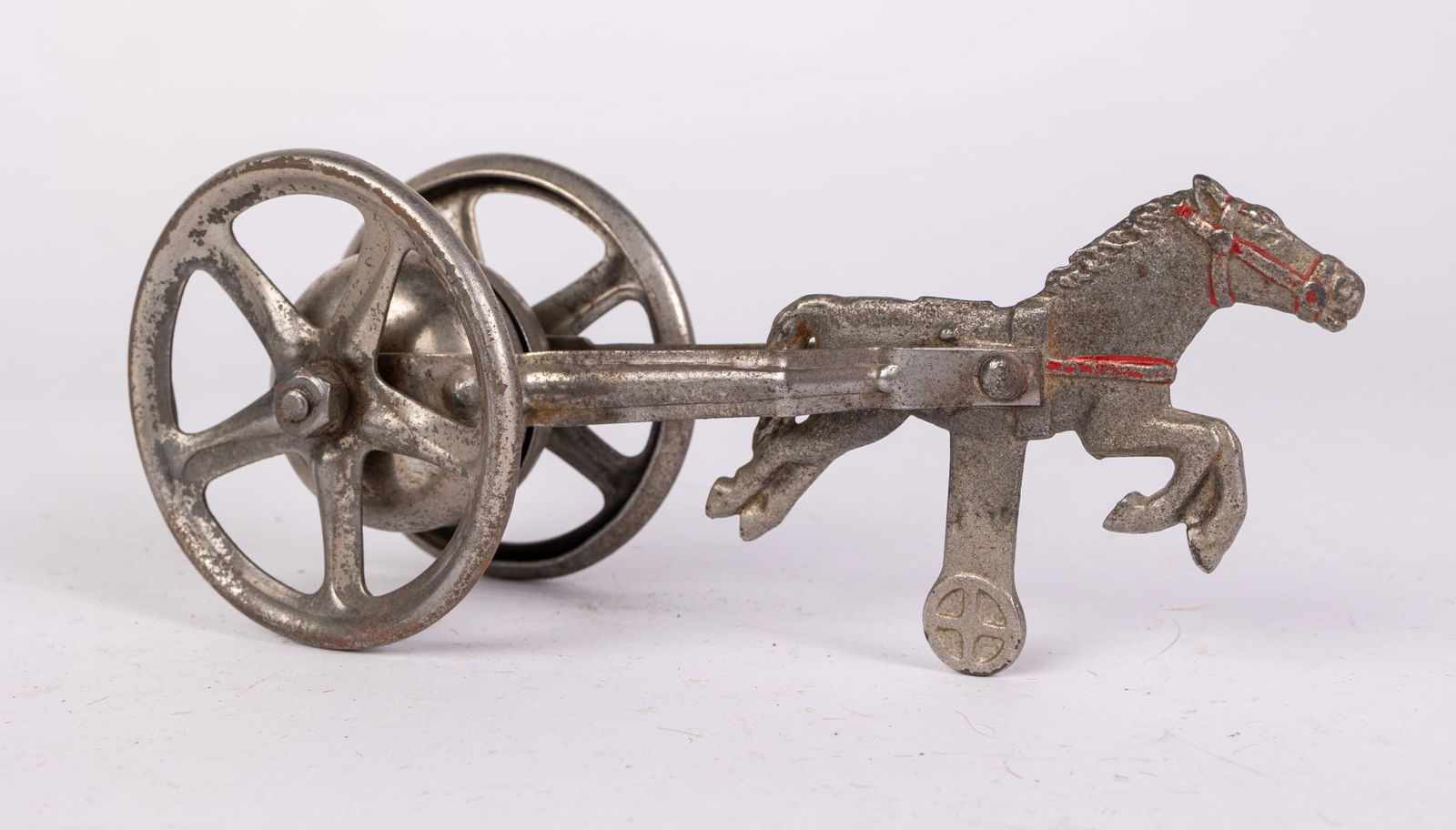 Antique Early Gong Bell Horse Toy: Antique Early Gong Bell Horse Toy Size 3" x 7" x 2" Literature Brooks Auction is not responsible for outbids. Questions? Call the office at (856) 694-2960 or email us directly at info@brooks.auction