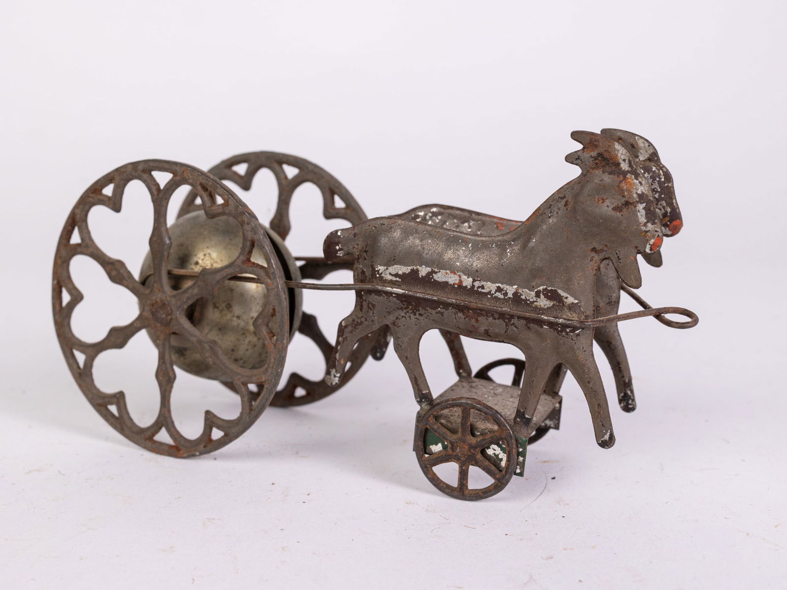 Antique Early Double Goat in Platform Bell Pull Toy: Antique Early Double Goat in Platform Bell Pull Toy Size 3" x 6" x 2" Literature Brooks Auction is not responsible for outbids. Questions? Call the office at (856) 694-2960 or email us directly at i