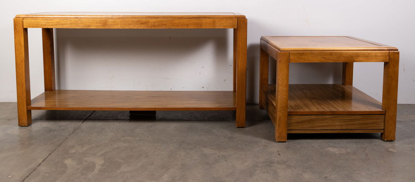 Vintage Oak Console Table and Side Table: Vintage Oak Console Table and Side Table Size 27" x 52" x 16" Literature Brooks Auction is not responsible for outbids. Questions? Call the office at (856) 694-2960 or email us directly at info@broo