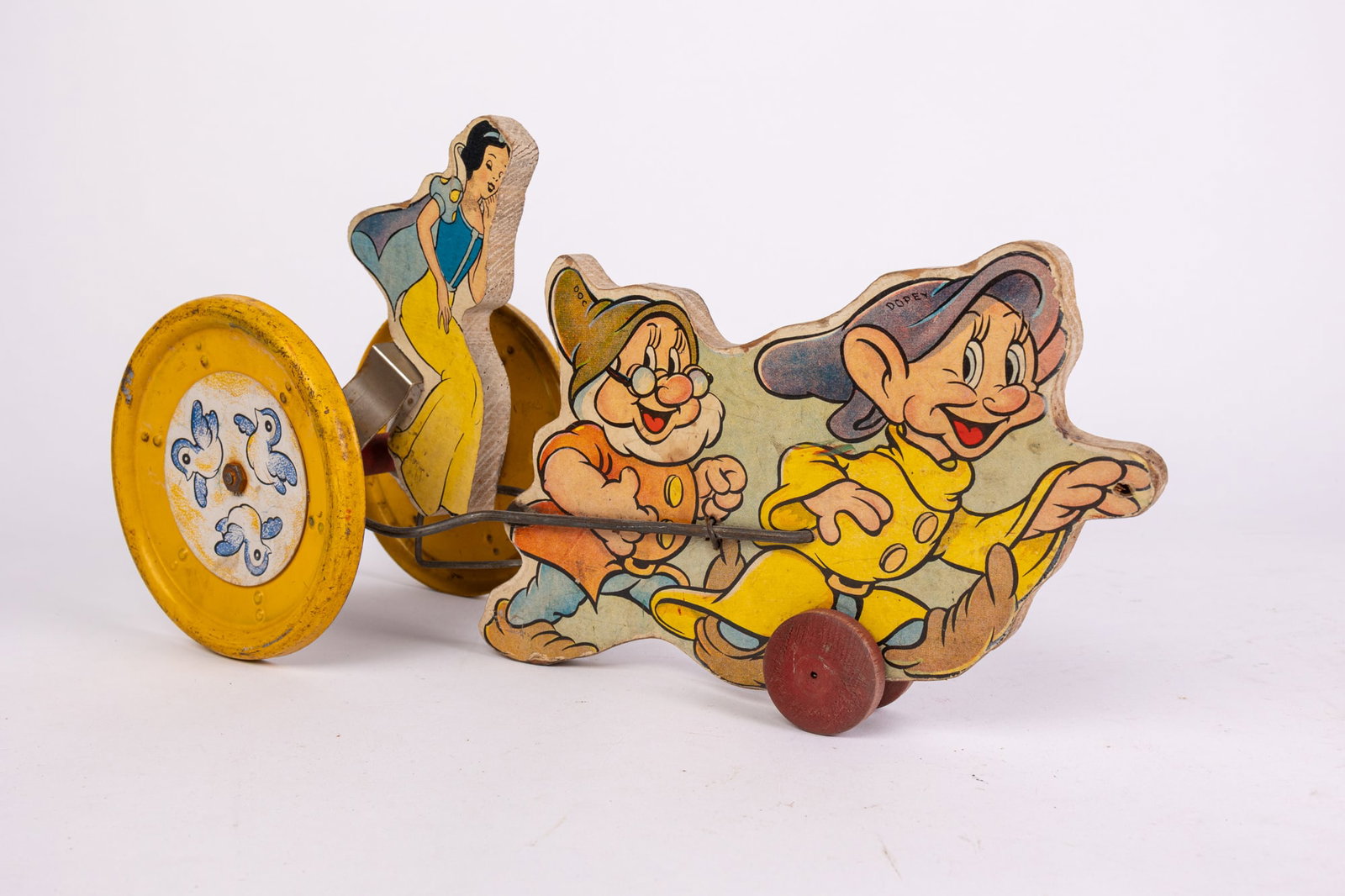 c. 1938 N.N. Hill Brass Co Snow White, Doc & Dopey Bell Toy (1 of 7)