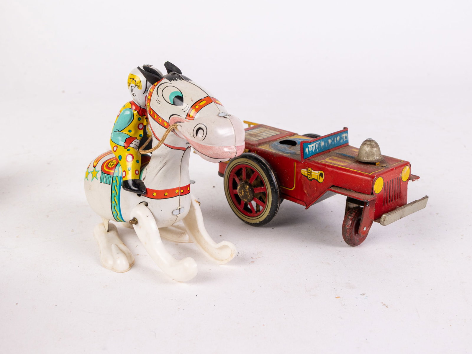 Vintage Japanese Tin Litho Toys ft. Mikuni Clown Jockey: Vintage Japanese Tin Litho Toys ft. Mikuni Clown Jockey Size 4" x 5" x 3" Literature Brooks Auction is not responsible for outbids. Questions? Call the office at (856) 694-2960 or email us directly